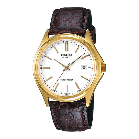 Casio Casio Brown Leather Strap White Dial Quartz Watch for Gents - MTP-1183Q-7ADF