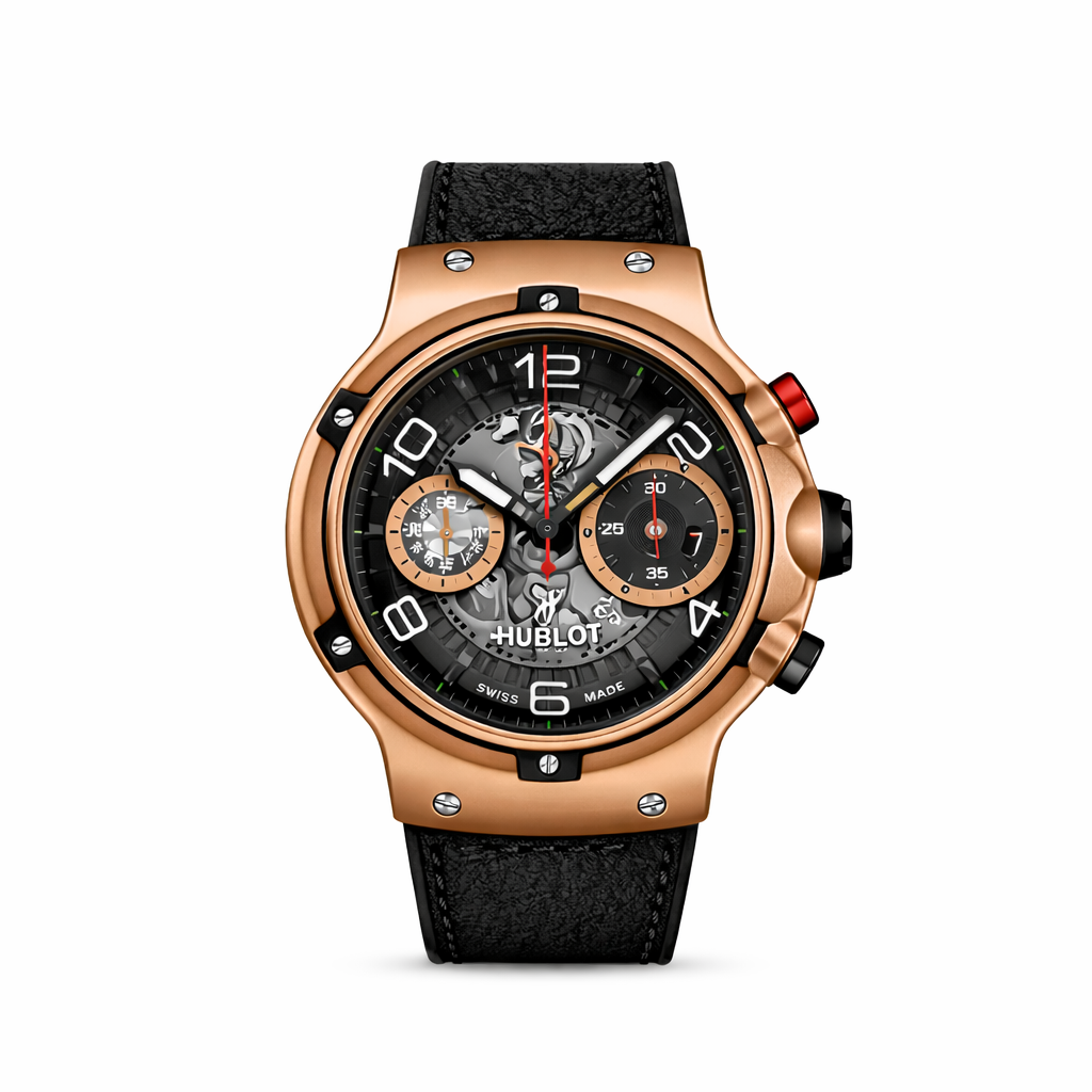Hublot Classic Fusion GT Ferrari Black Strap Golden Bezel Black Dial SKU: 2983700 Category: Men's Watches GTIN: 2983700